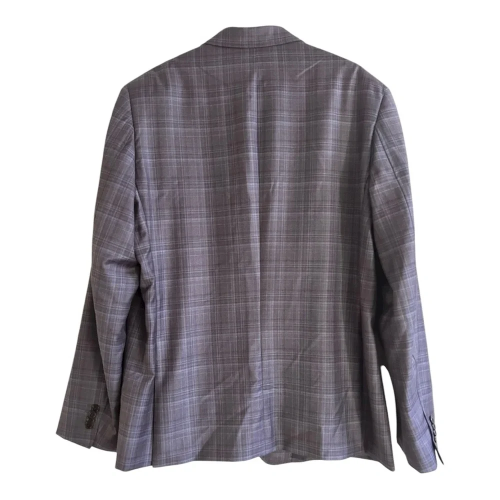 Untuckit men’s blue plaid original tailoring & fit 100% wool blazer size 46R
